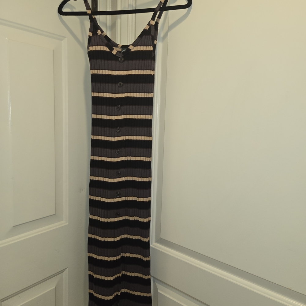 Wild Fable Black and Cream Striped Maxi Dress